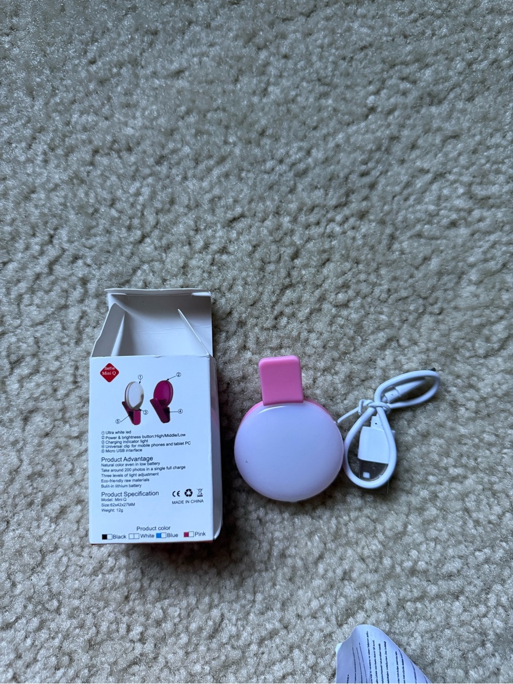 SHEIN Pink Clip-On Selfie Ring Light